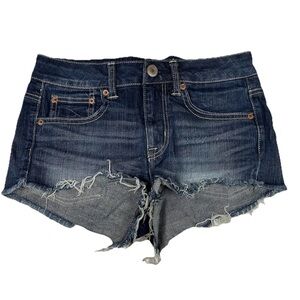 Y2K American Eagle Women’s Size 4 Shortie Shorts Jean Dark Wash Stretch #0331
